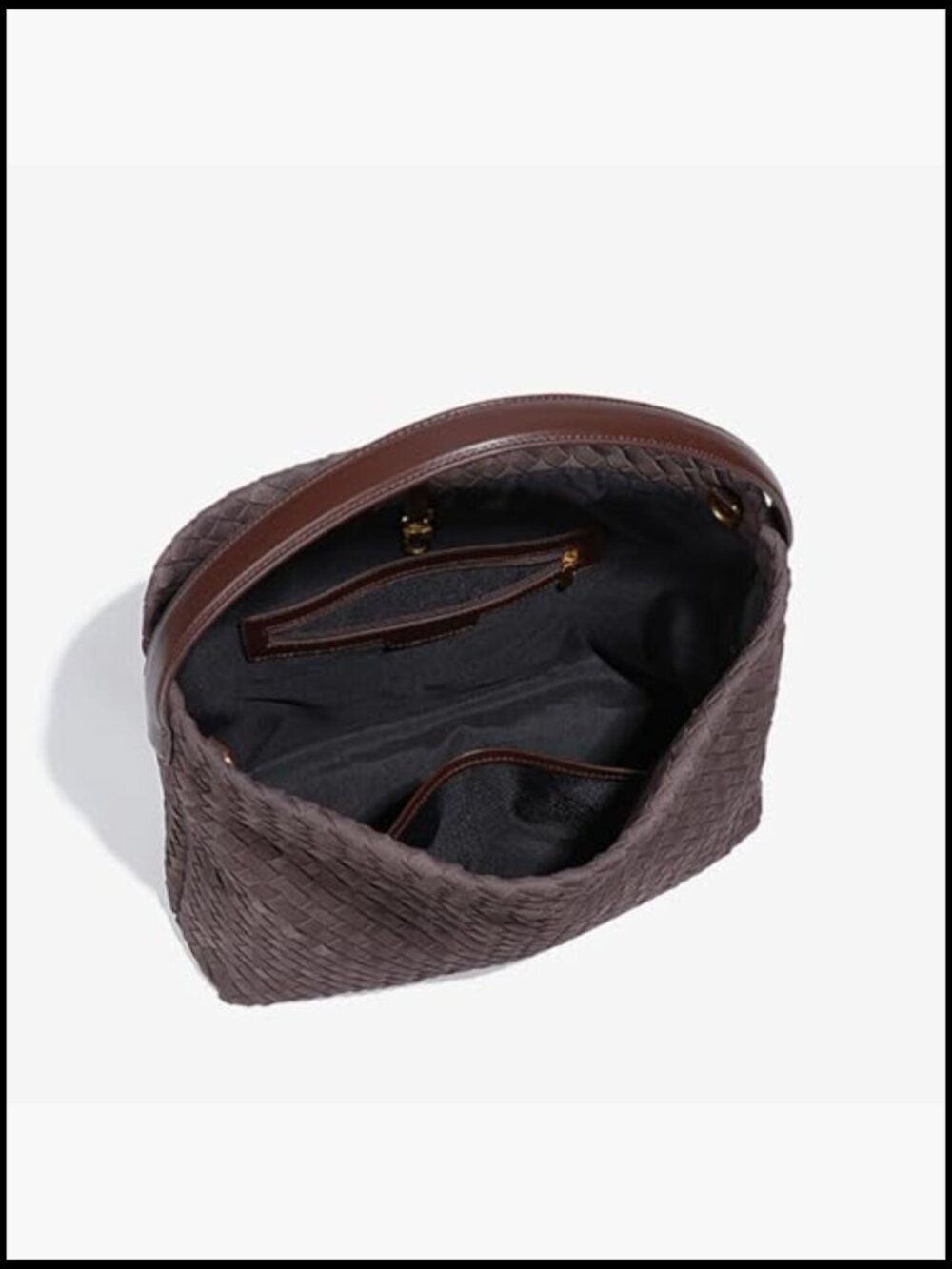 Braided Suede Tote Slouchy Shoulder Bag Elegant Retro Crescent Satchel Purse - Picture 5 of 6